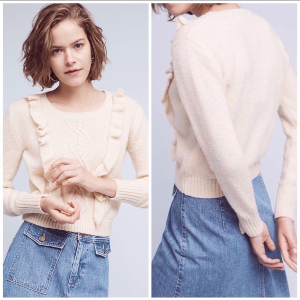 Anthropologie Ari + Ali Callie ruffle sweater